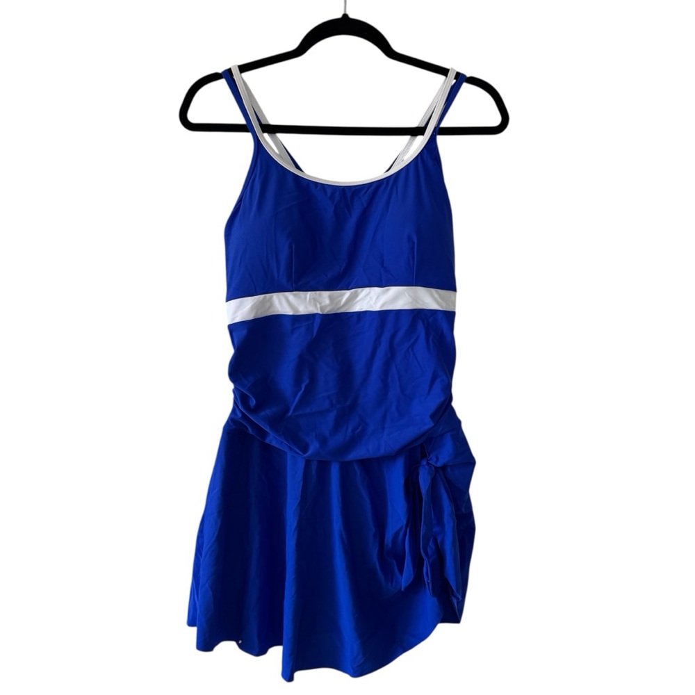 Blue swimsuit With skirt one piece